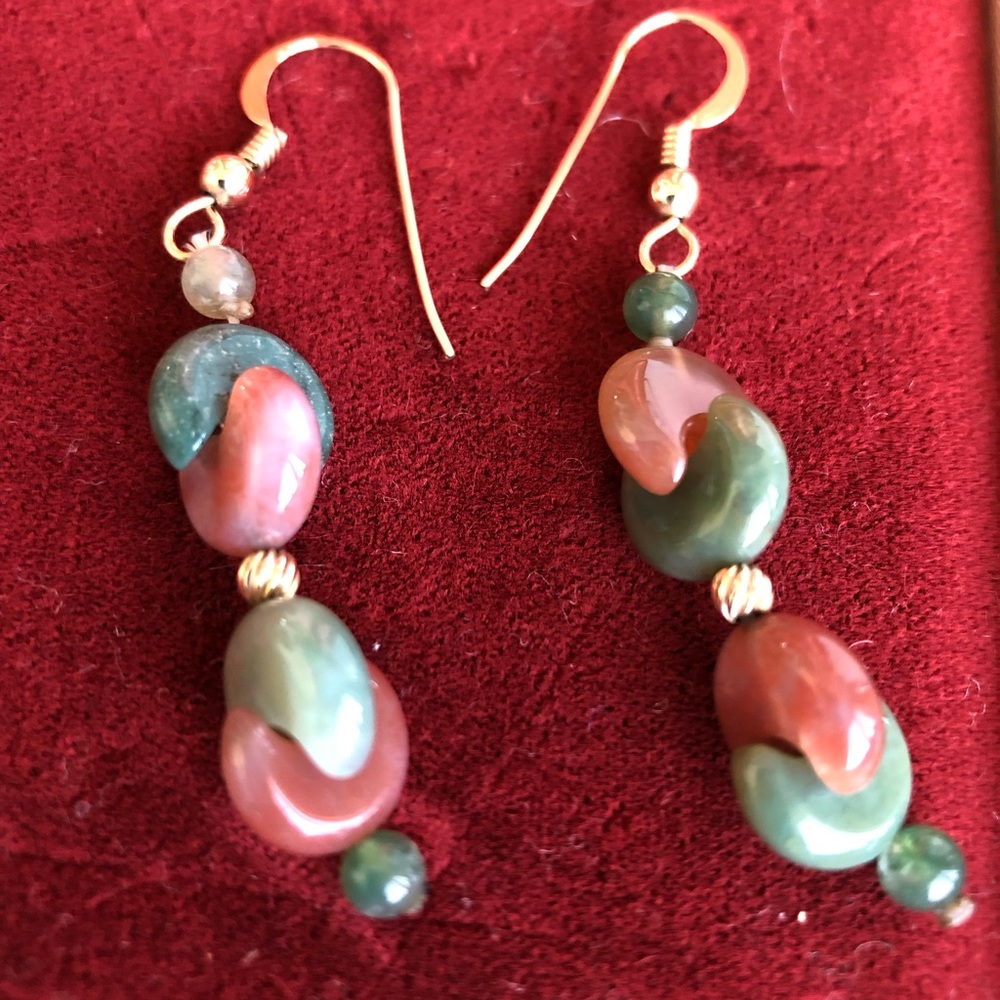 Half moon Stone dangle Earrings (E39)